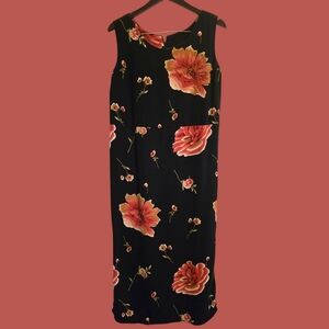 Vintage | Black & Pink Floral Dress